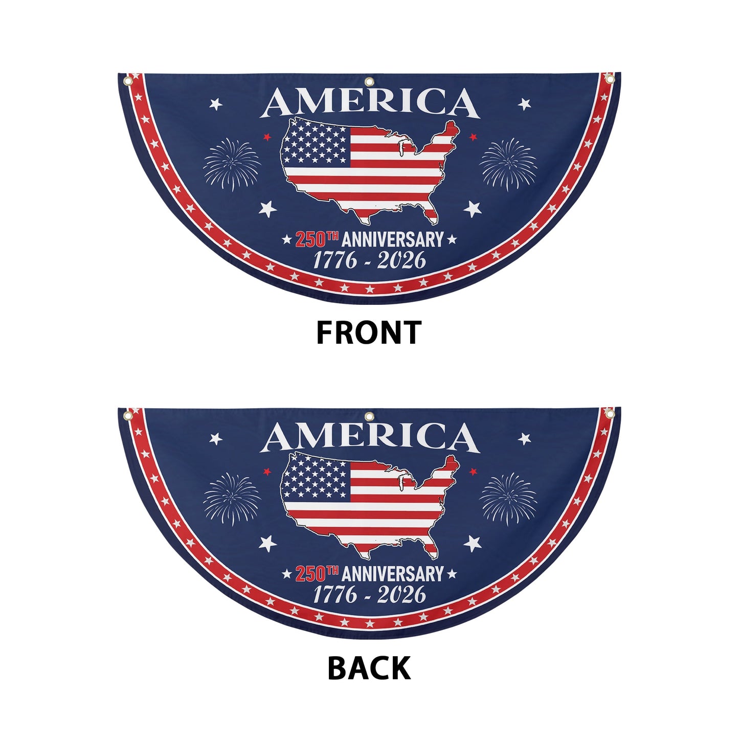 250th Anniversary American Flag 250th Anniversary Celebration Flag – USA Map with Fireworks Design