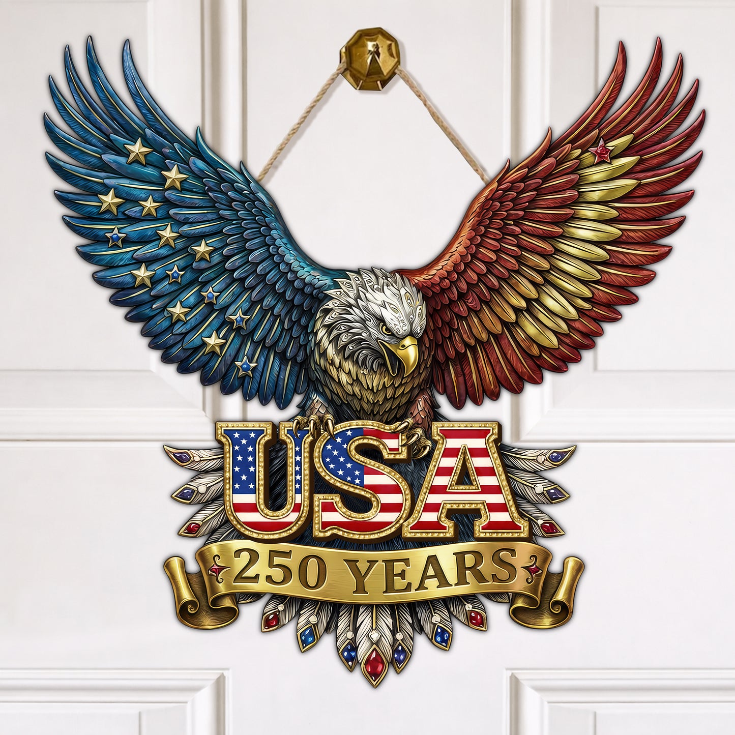USA 250 Years Eagle Emblem Wood Sign