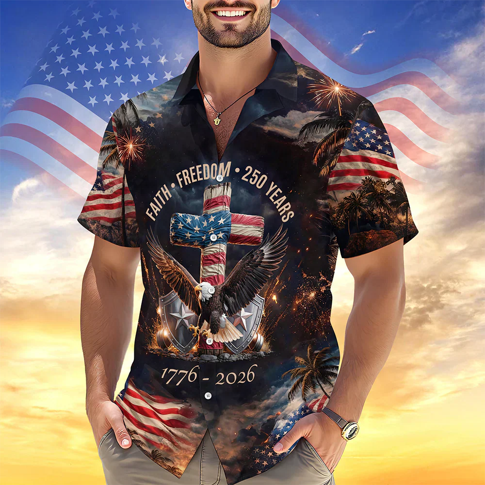 250 Years of Freedom 1776 - 2026 Eagle Patriotic Hawaiian Shirt