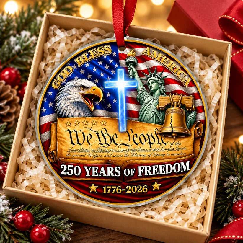 250 Years of Freedom Ornament 1776–2026 - Liberty Bell Eagle Holiday Keepsake
