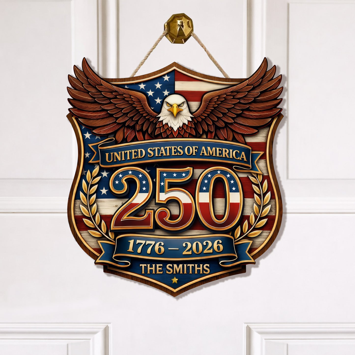 Personalized 250th Anniversary United States of America Door Hanger - Great Gift for Celebrations