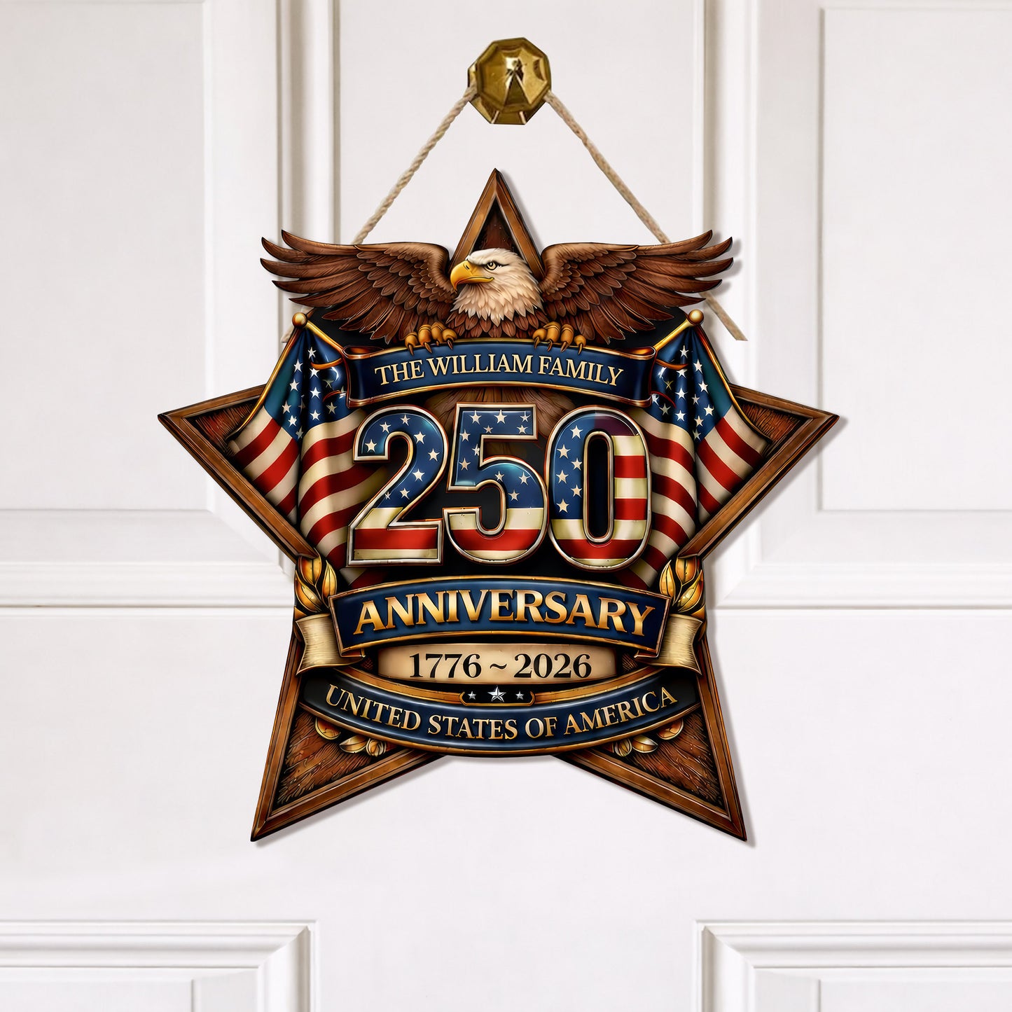 Personalized 250th Anniversary American Eagle Door Hanger - Ideal Celebration Gift