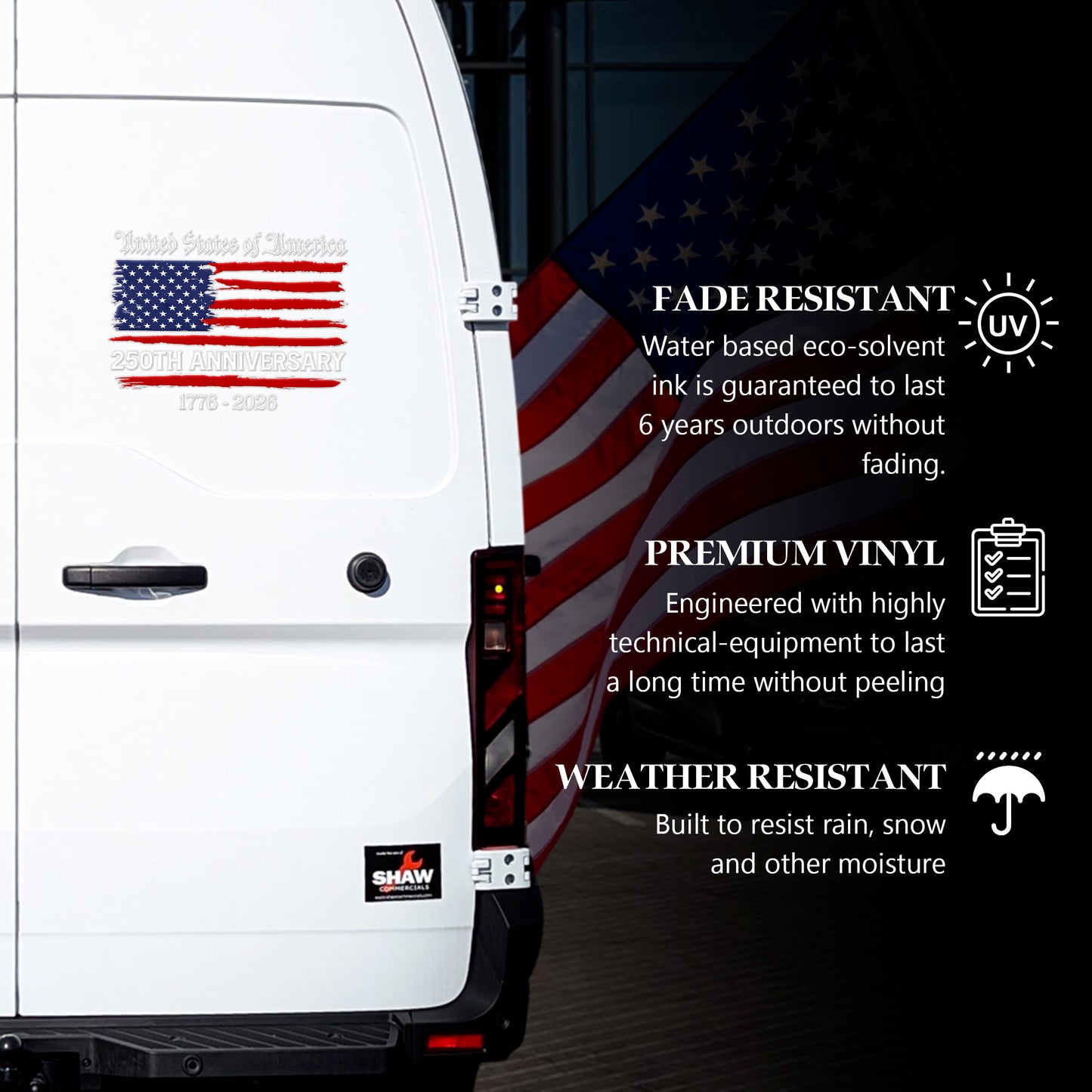 United States 250th Anniversary - Patriotic Flag Decal