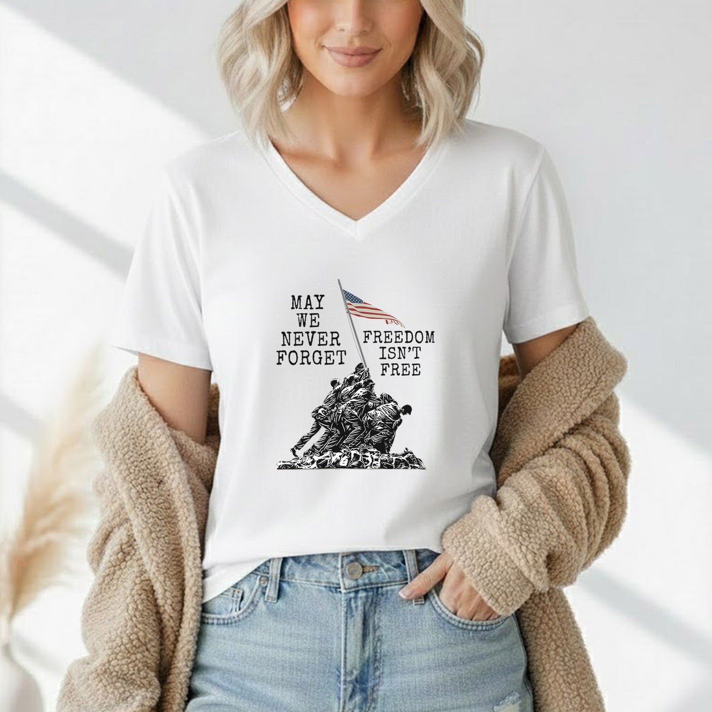 May We Never Forget, Freedom Isn't Free – Veteran Legacy – Unisex Tshirt Gildan / Tshirt Comfort / V-neck/ Hoodie / Sweatshirt