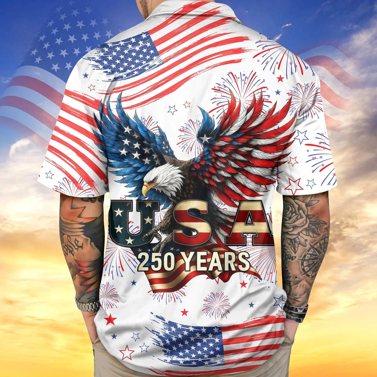 Patriotic Bald Eagle USA 250 Years Hawaiian Shirt