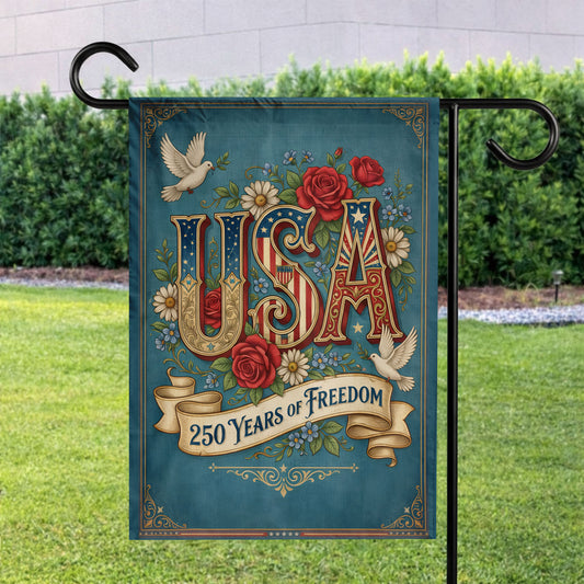 USA 250th Anniversary Floral Design Garden Flag - House Flag/Garden Flag