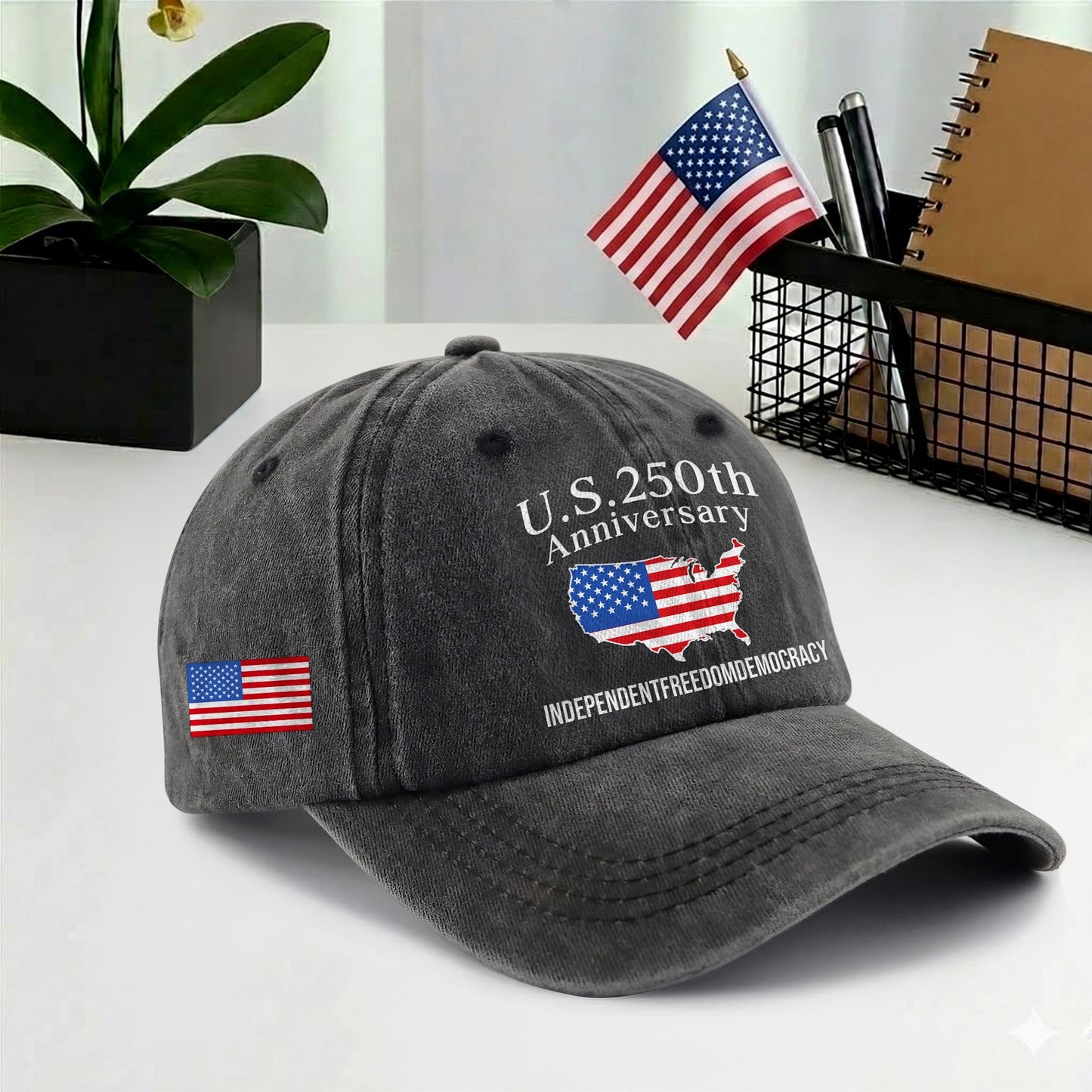 U.S. 250 Years Baseball Cap - Patriotic America 250 Hat USA Map Vintage Gift