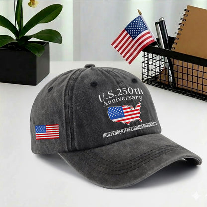U.S. 250 Years Baseball Cap - Patriotic America 250 Hat USA Map Vintage Gift