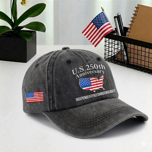 U.S. 250 Years Baseball Cap - Patriotic America 250 Hat USA Map Vintage Gift