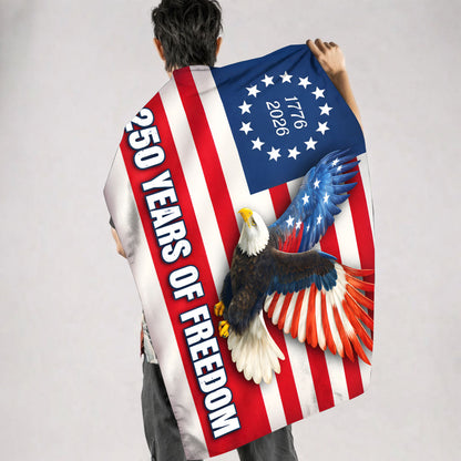 USA 250th Anniversary Flag 250 Years of Freedom 1776 2026 with Eagle & Star Design - House Flag/Garden Flag