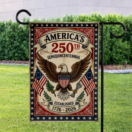 America 250th Semiquincentennial Garden Flag – Vintage Eagle Patriotic Decor