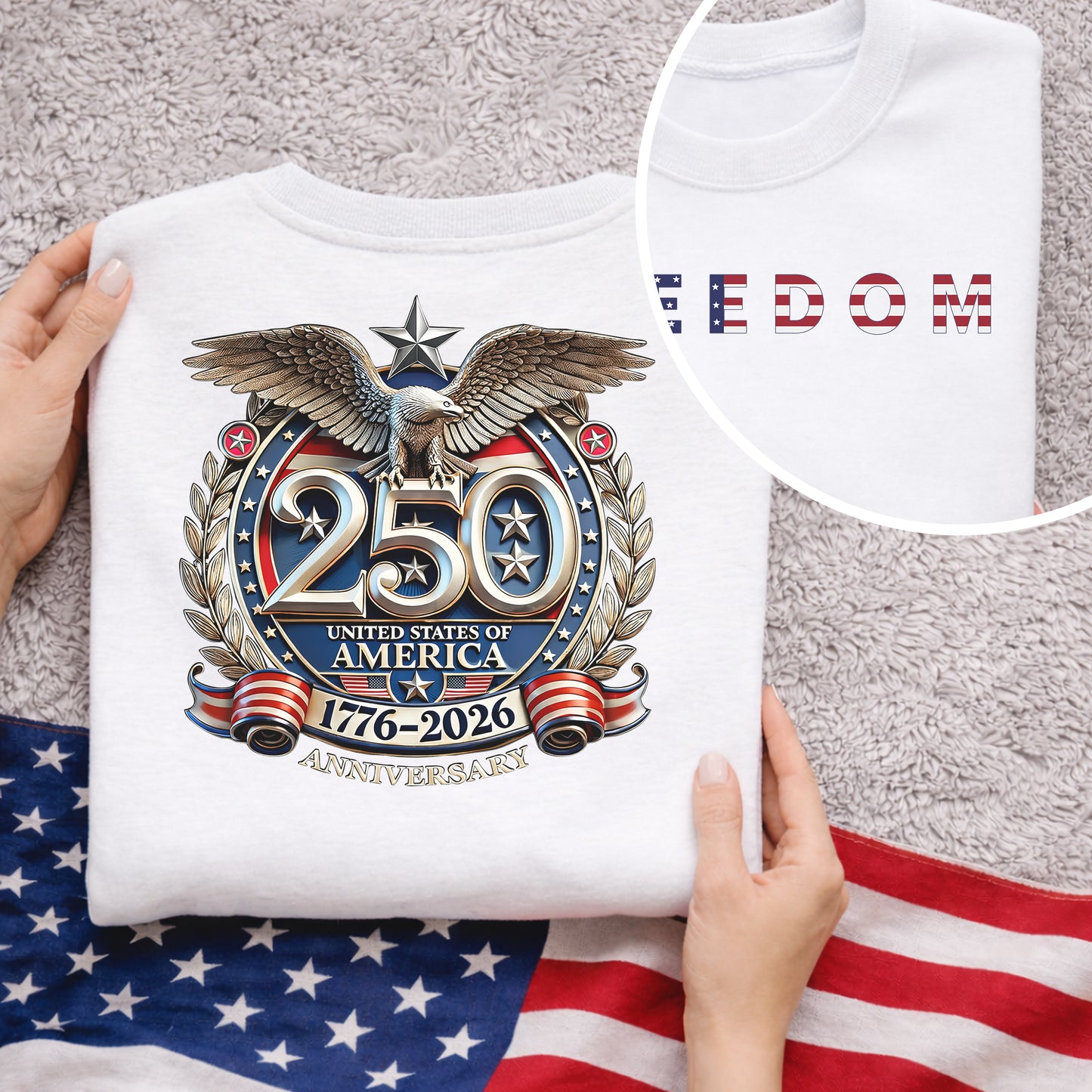 Freedom Patriotic – American 250th Anniversary 1776–2026 – Unisex T-Shirt / Comfort Colors Shirt / V-Neck / Hoodie / Sweatshirt