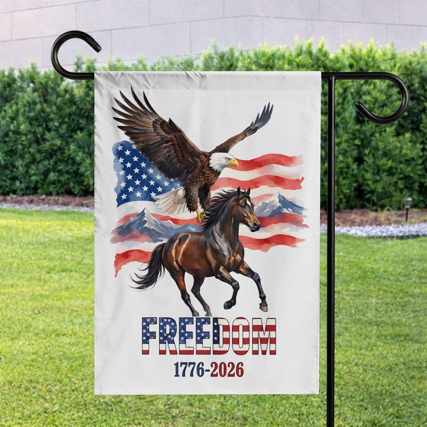 Freedom USA Flag Garden Flag Design - 250 Years of Independence (1776-2026) - House Flag/Garden Flag
