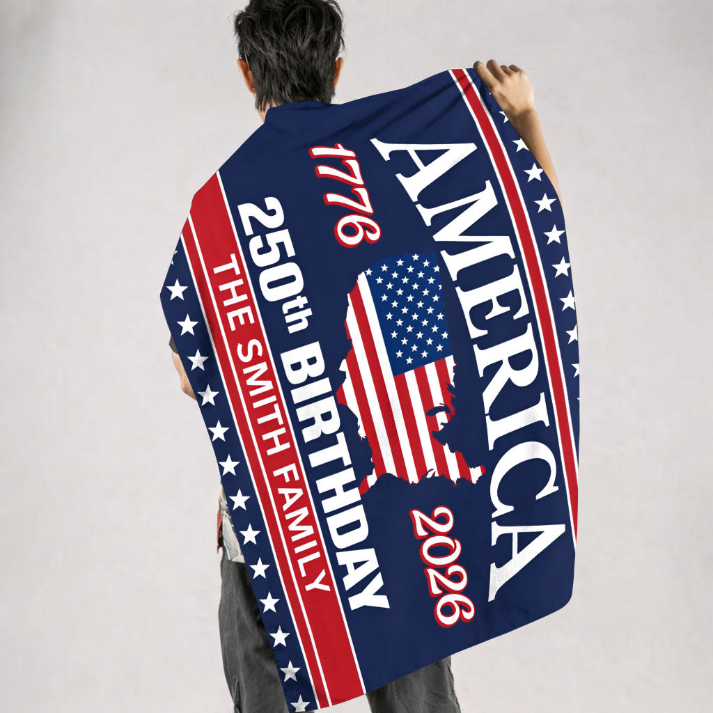 Personalized America 250th Birthday Flag USA 1776-2026 with Family Name