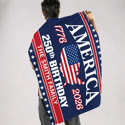 Personalized America 250th Birthday Flag USA 1776-2026 with Family Name