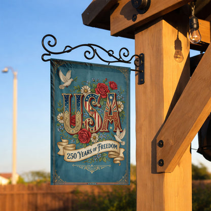 USA 250th Anniversary Floral Design Garden Flag - House Flag/Garden Flag