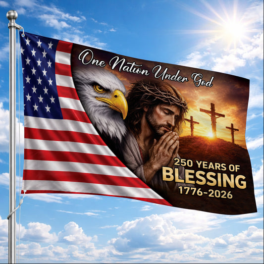 One Nation Under God United States of America 250 Years House Flag
