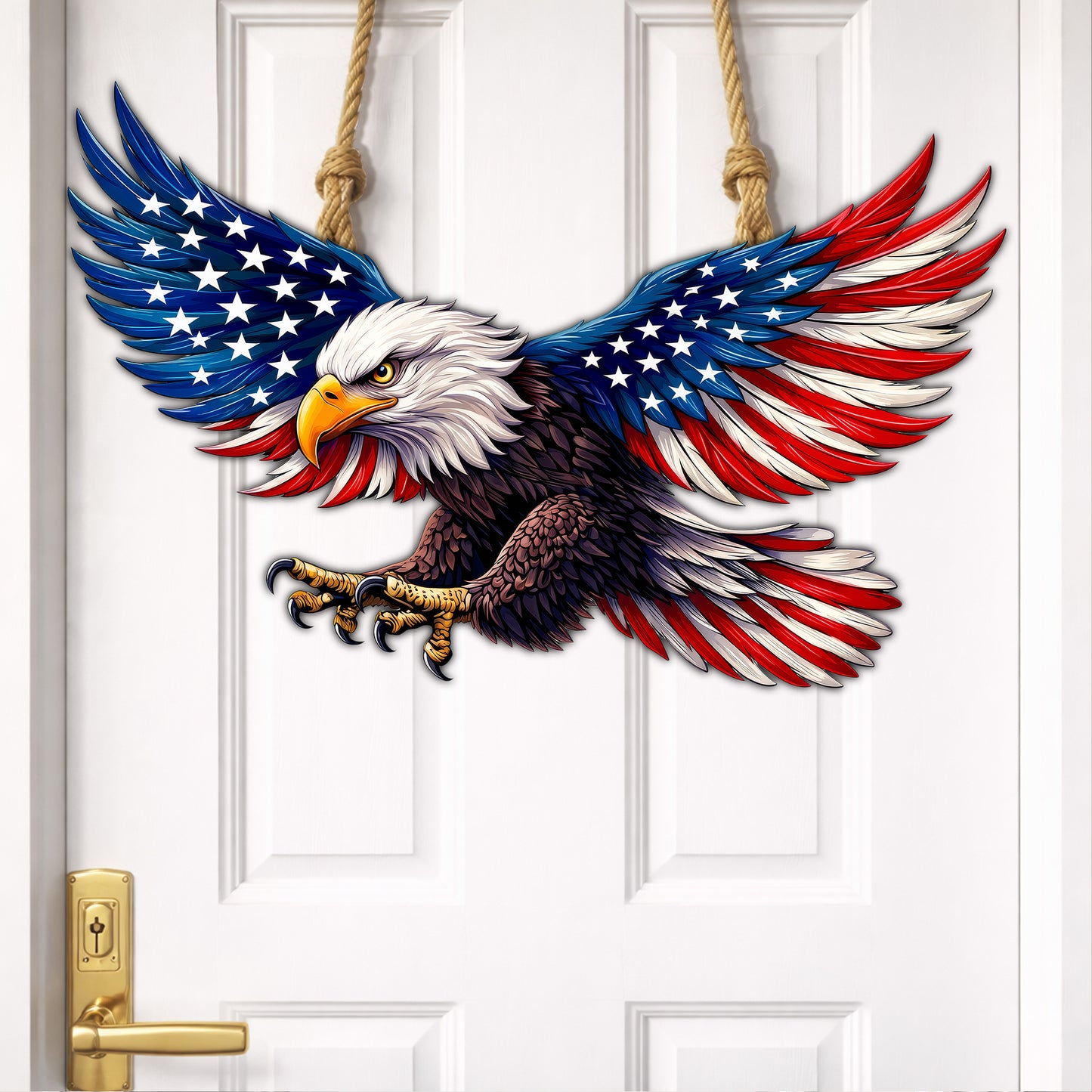 Patriotic Eagle Wings Wood Sign
