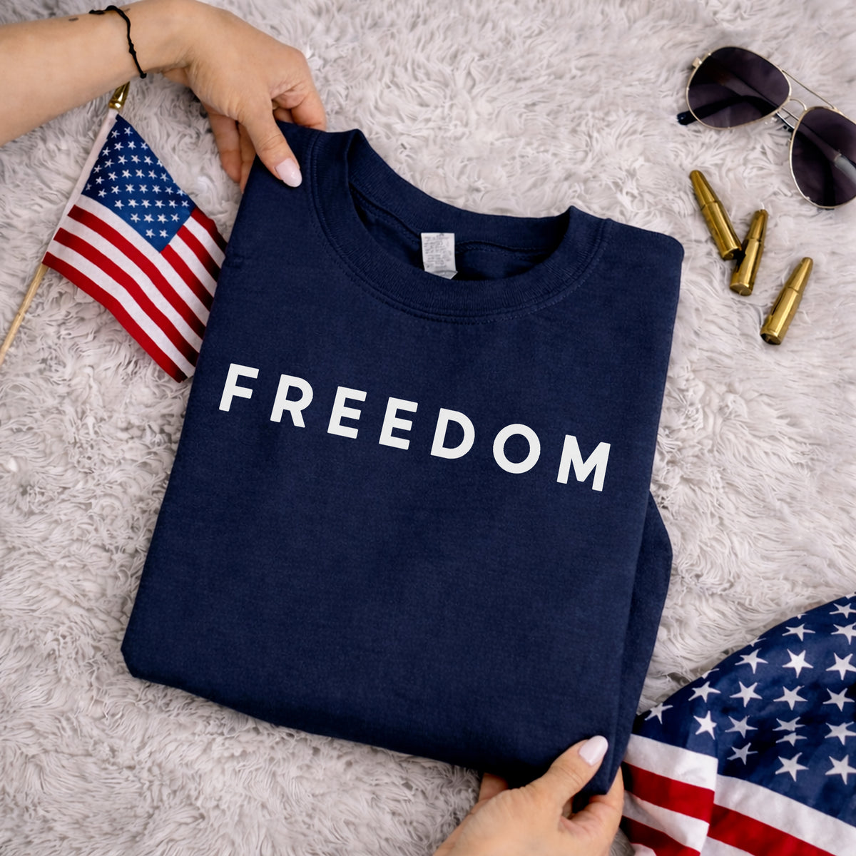 Freedom Milimalism – American 250th Anniversary 1776–2026 – Unisex T-Shirt / Comfort Colors Shirt / V-Neck / Hoodie / Sweatshirt