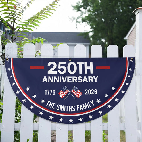 USA 250th Anniversary Flag Banner – Personalized Family Name, Patriotic 1776-2026 Design