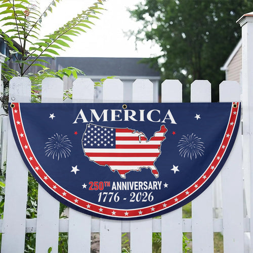 250th Anniversary American Flag 250th Anniversary Celebration Flag – USA Map with Fireworks Design