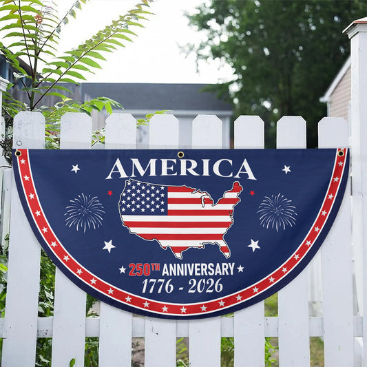 250th Anniversary American Flag 250th Anniversary Celebration Flag – USA Map with Fireworks Design