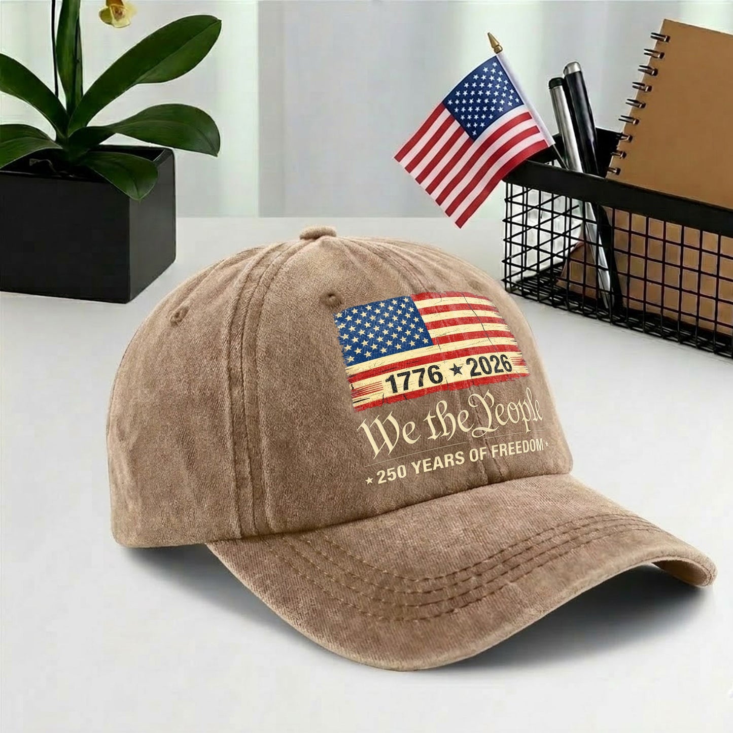 Patriotic USA Baseball Cap - We The People 250th Anniversary American Flag Hat