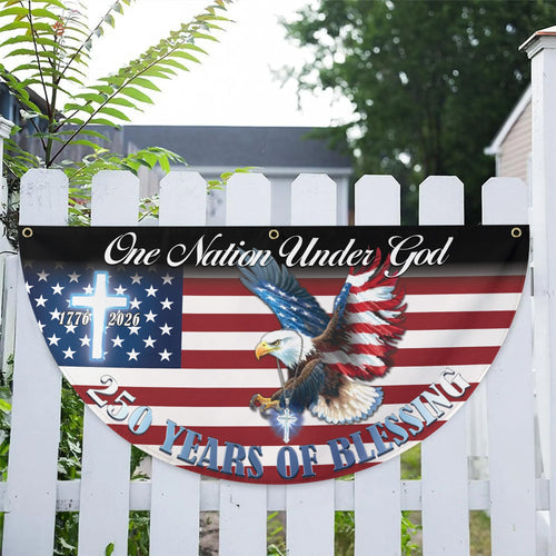 One Nation Under God Patriotic Eagle Non-Pleated Fan Flag
