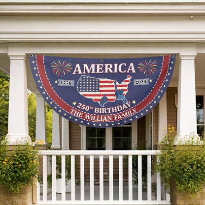 America 250th Anniversary Flag, Personalized Family Name Patriotic