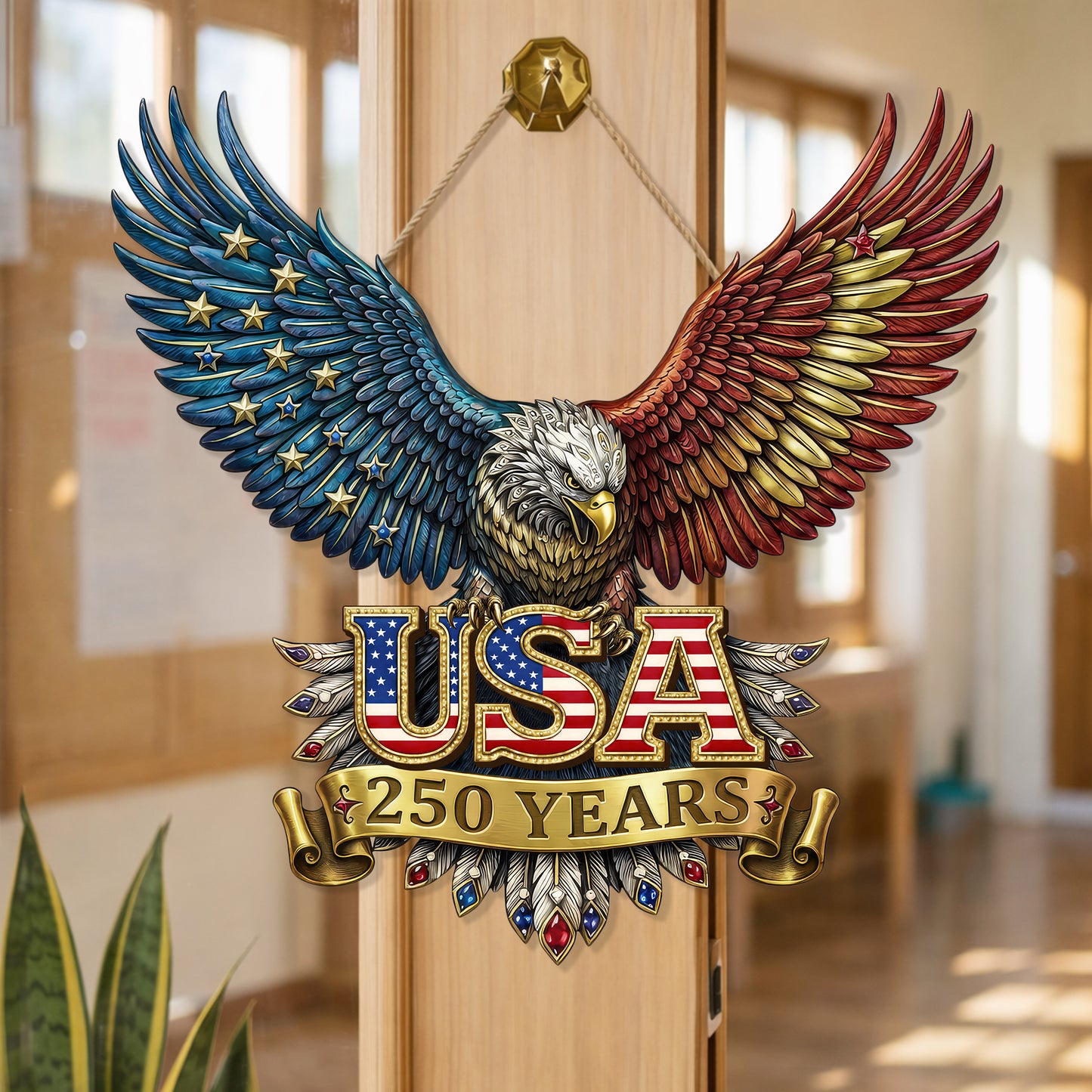 USA 250 Years Eagle Emblem Wood Sign