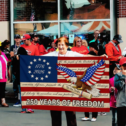 250 Years of Freedom Flag, American Eagle Patriotic USA  House Flag