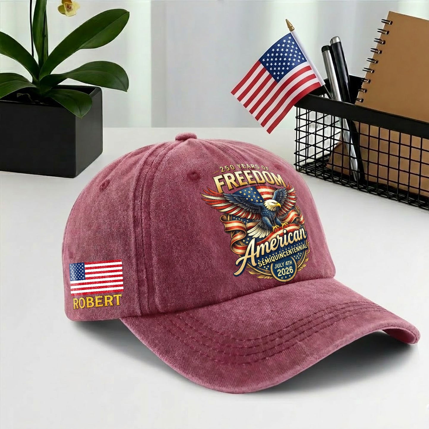 Personalized 250th Anniversary Baseball Cap - American Bald Eagle Freedom USA