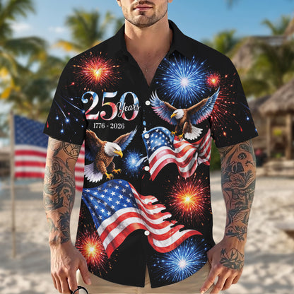 250 Years 1776 - 2026 Patriotic Eagle Hawaiian Shirt