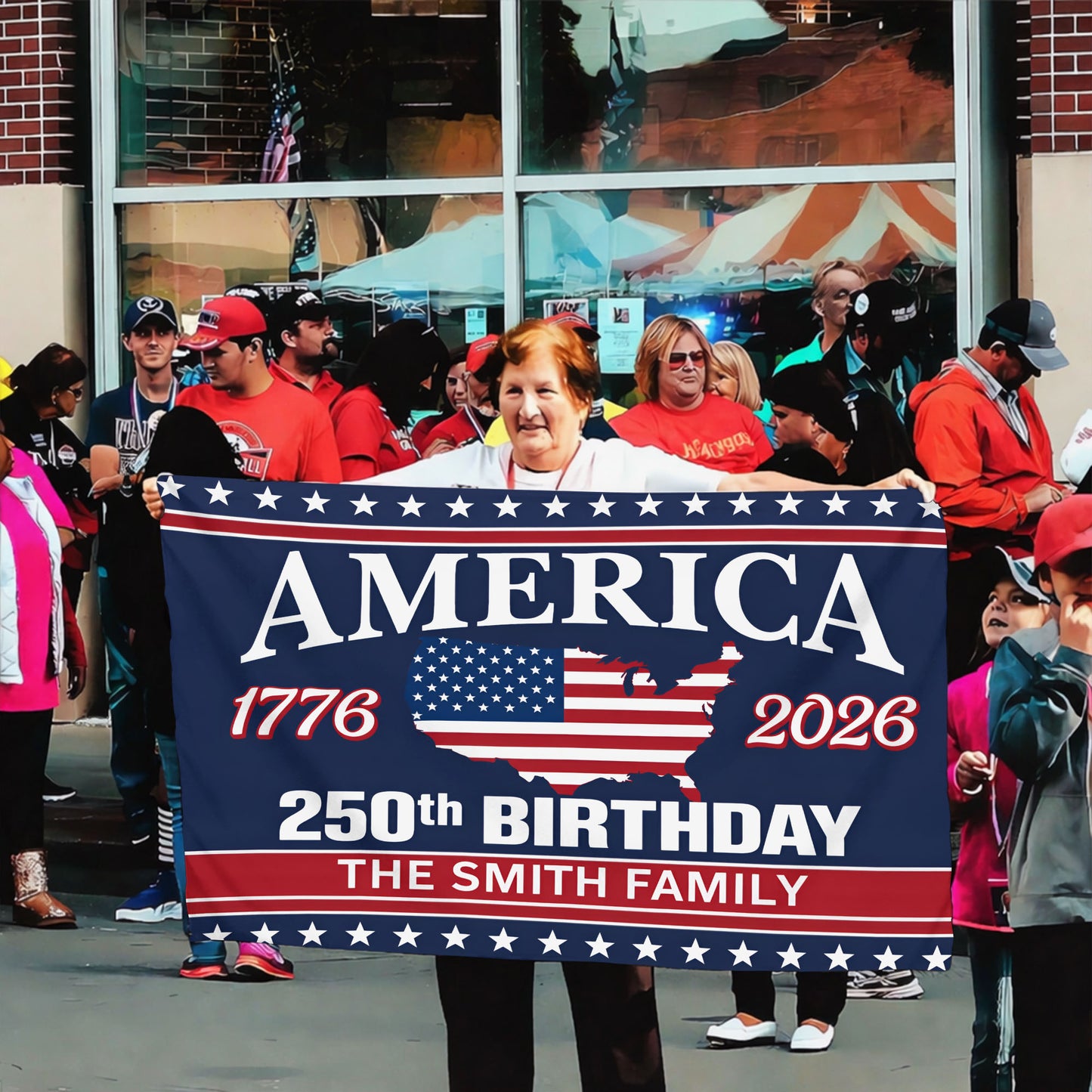 Personalized America 250th Birthday Flag USA 1776-2026 with Family Name
