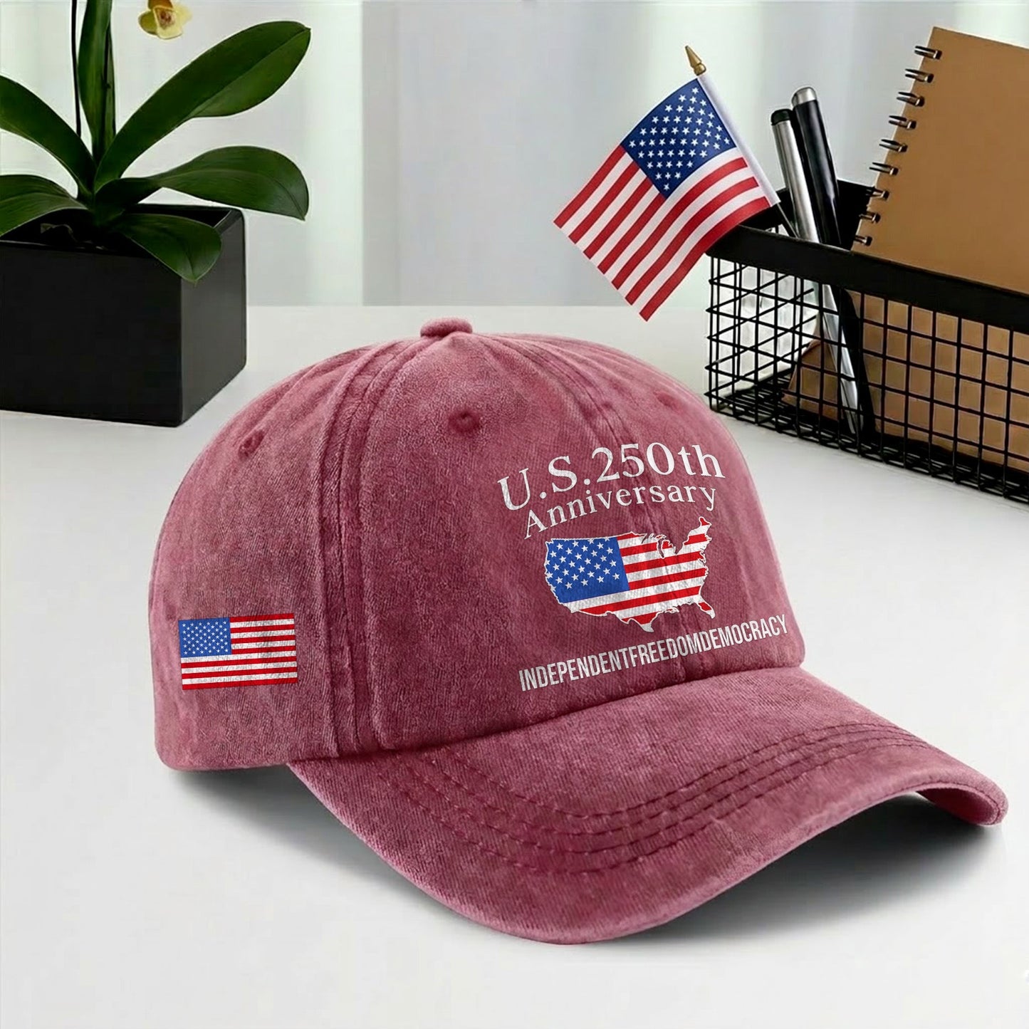 U.S. 250 Years Baseball Cap - Patriotic America 250 Hat USA Map Vintage Gift