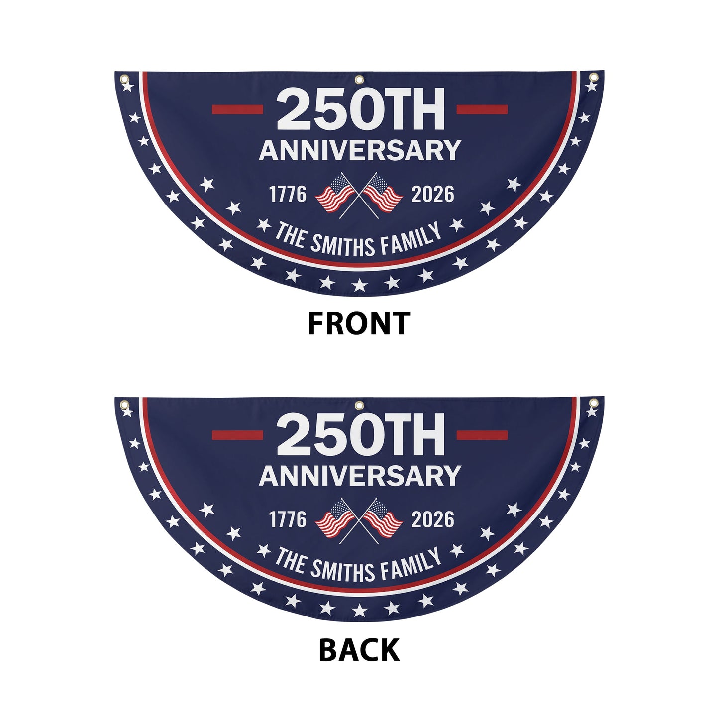 USA 250th Anniversary Flag Banner – Personalized Family Name, Patriotic 1776-2026 Design