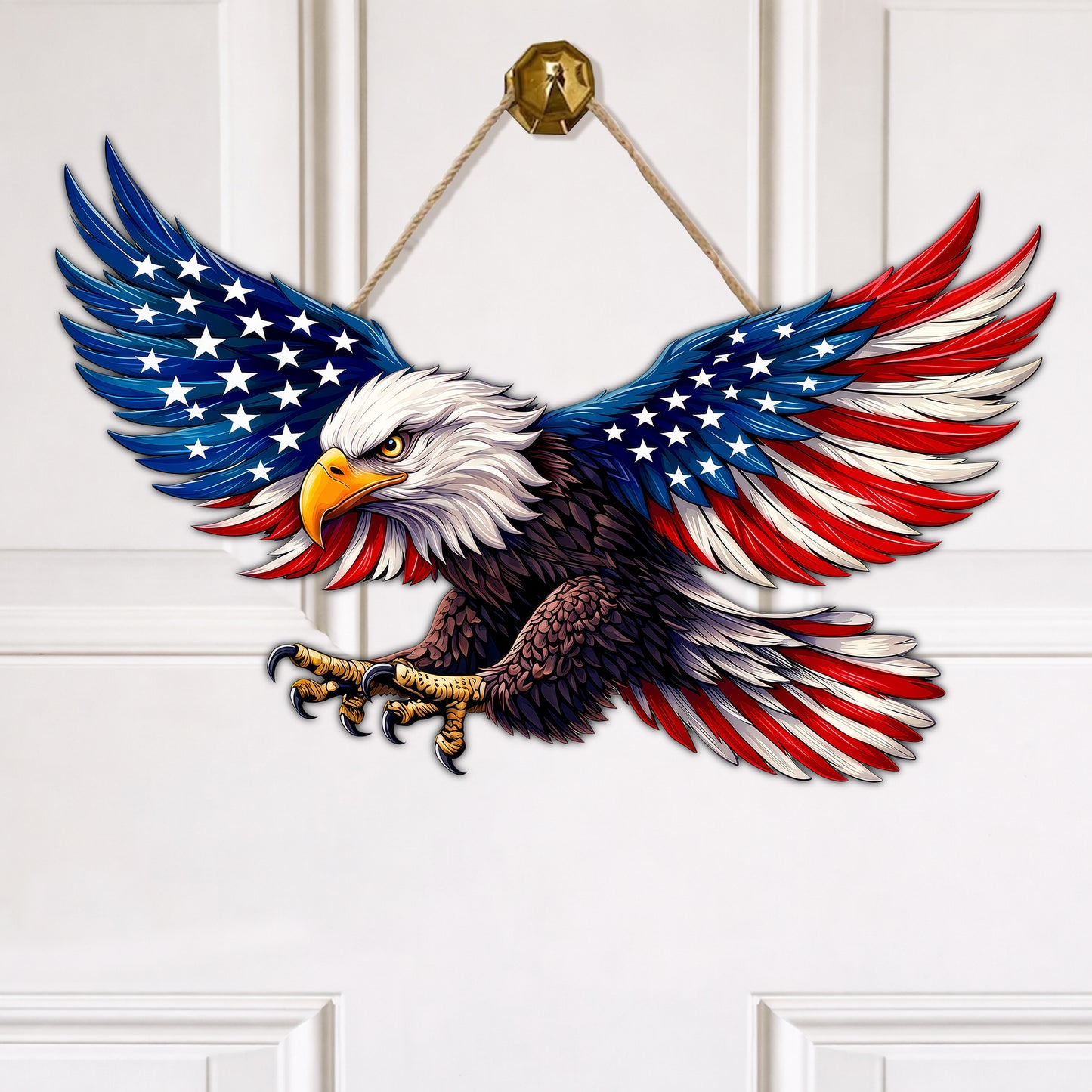 Patriotic Eagle Wings Wood Sign