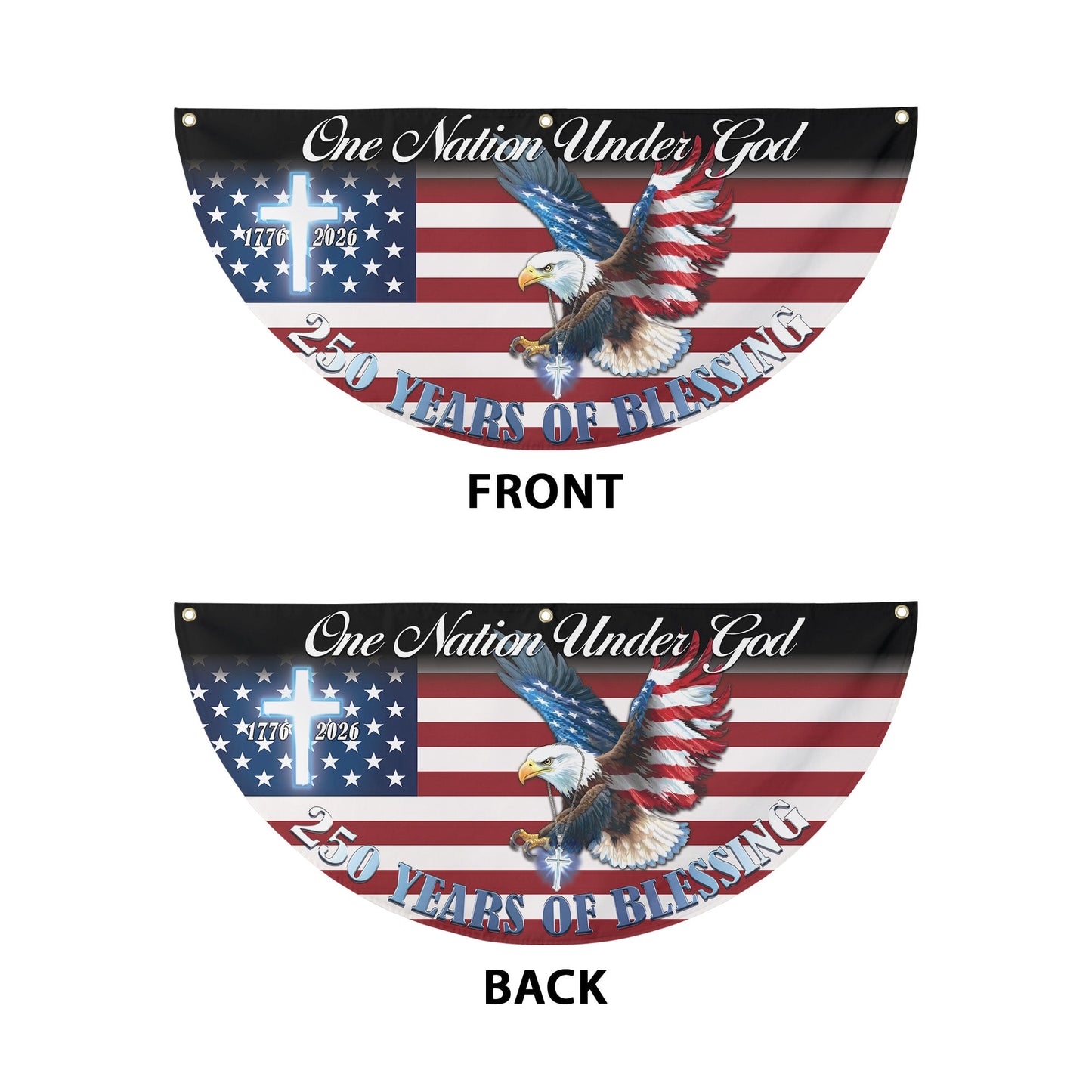 One Nation Under God Patriotic Eagle Non-Pleated Fan Flag
