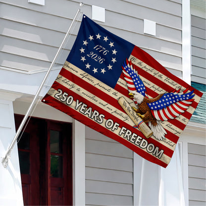 250 Years of Freedom Flag, American Eagle Patriotic USA  House Flag