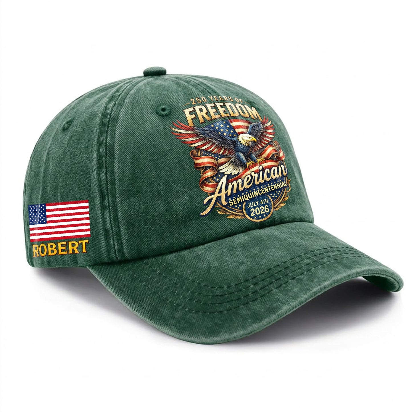 Personalized 250th Anniversary Baseball Cap - American Bald Eagle Freedom USA