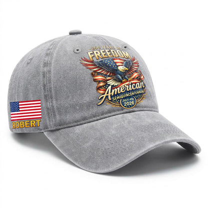 Personalized 250th Anniversary Baseball Cap - American Bald Eagle Freedom USA