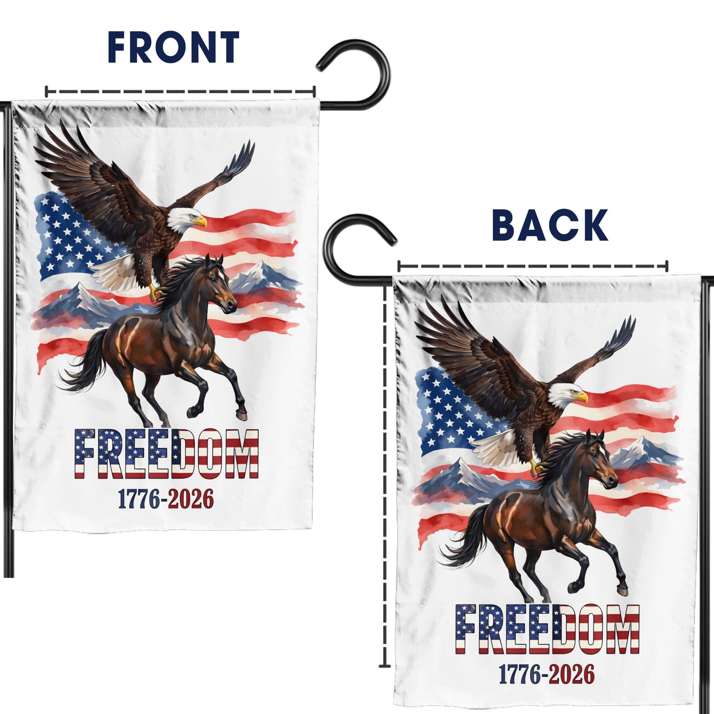 Freedom USA Flag Garden Flag Design - 250 Years of Independence (1776-2026) - House Flag/Garden Flag