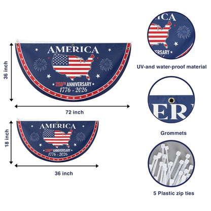 250th Anniversary American Flag 250th Anniversary Celebration Flag – USA Map with Fireworks Design