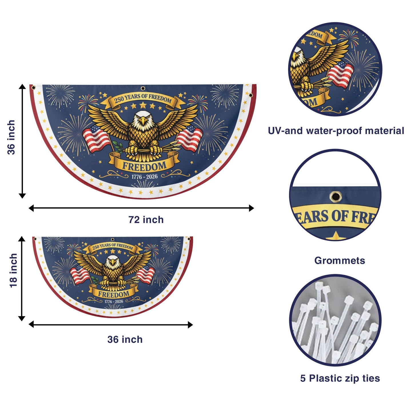 250th Anniversary Freedom Flag - American Eagle and Fireworks 1776-2026