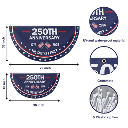 USA 250th Anniversary Flag Banner – Personalized Family Name, Patriotic 1776-2026 Design