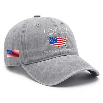 U.S. 250 Years Baseball Cap - Patriotic America 250 Hat USA Map Vintage Gift