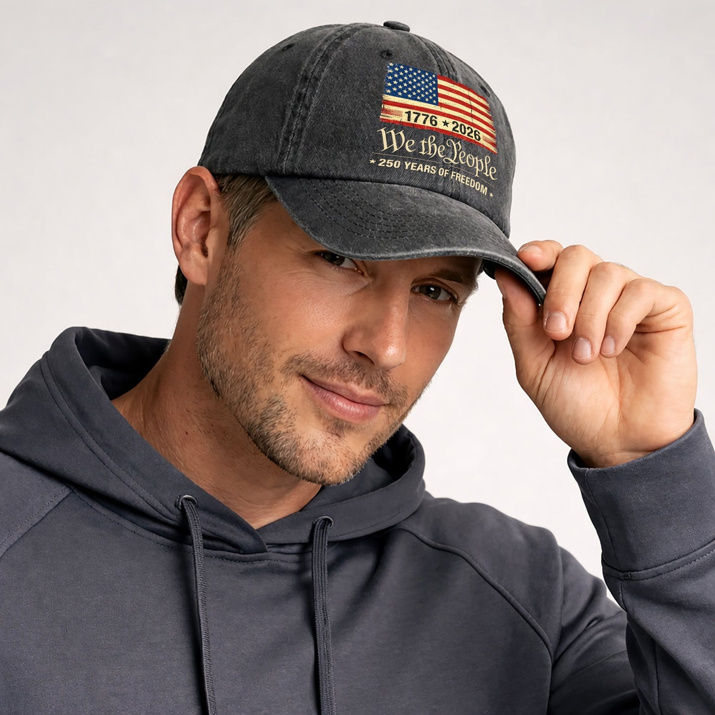 Patriotic USA Baseball Cap - We The People 250th Anniversary American Flag Hat