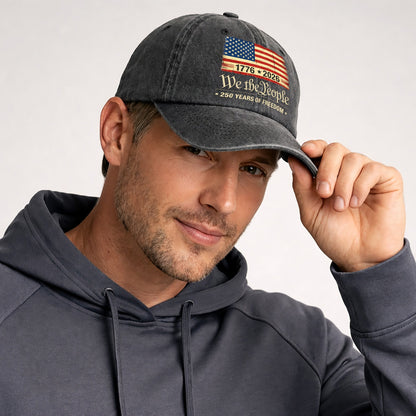 Patriotic USA Baseball Cap - We The People 250th Anniversary American Flag Hat