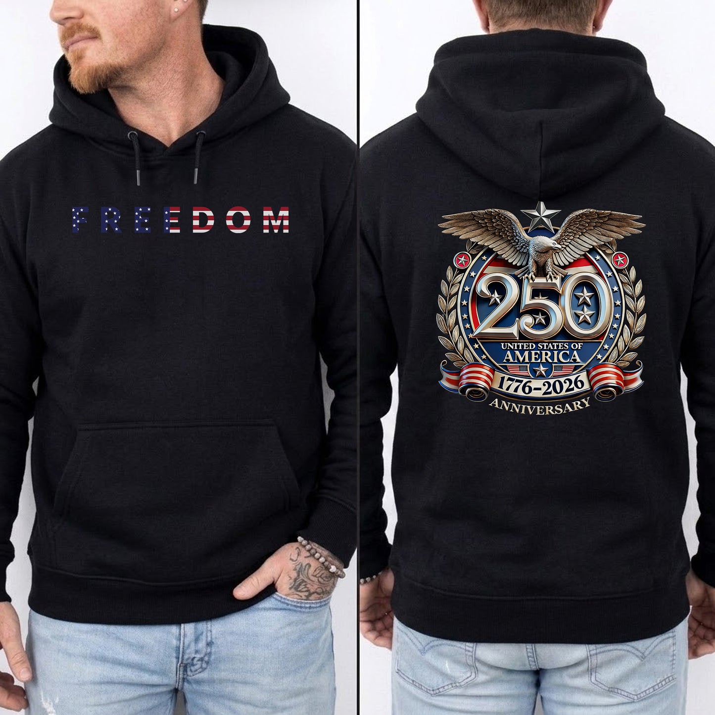 Freedom Patriotic – American 250th Anniversary 1776–2026 – Unisex T-Shirt / Comfort Colors Shirt / V-Neck / Hoodie / Sweatshirt