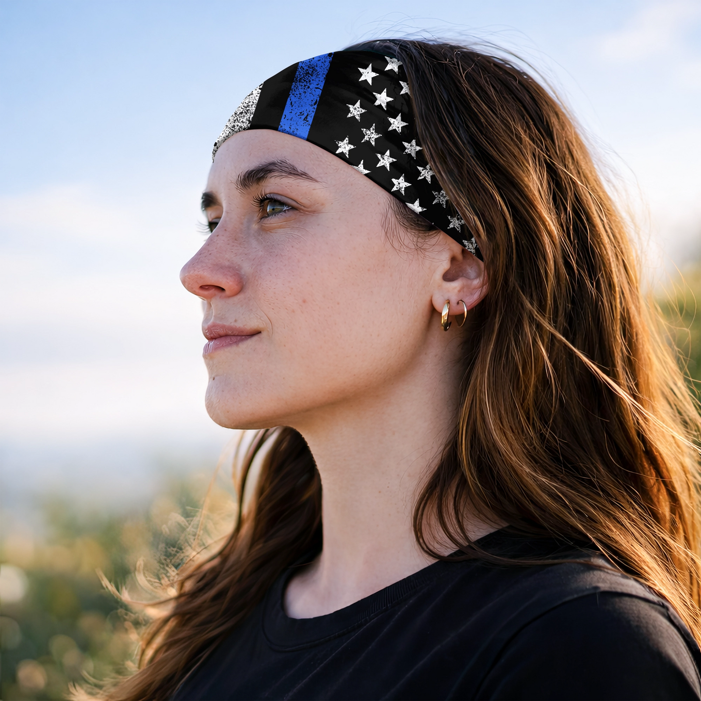 Thin Blue Line Flag Bandana Mask